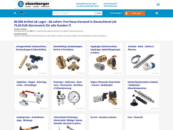 eisenberger GmbH Screenshot Online-Shop